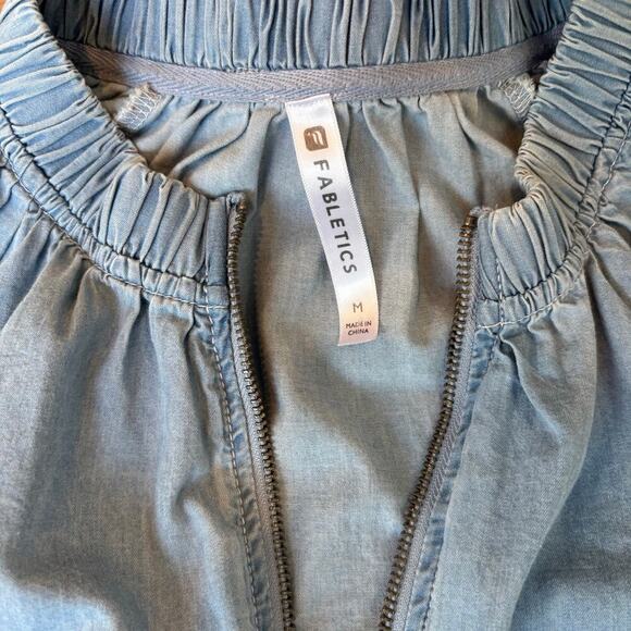 Fabletics Lightweight Chambray Bomber Style Zipper Jacket - Picture 6 of 8